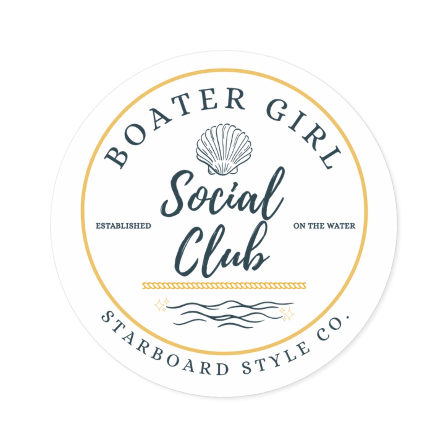 Boater Girl Social Club Round Sticker
