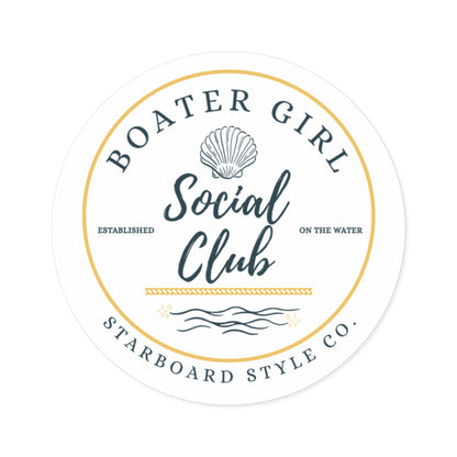 Boater Girl Social Club Round Sticker