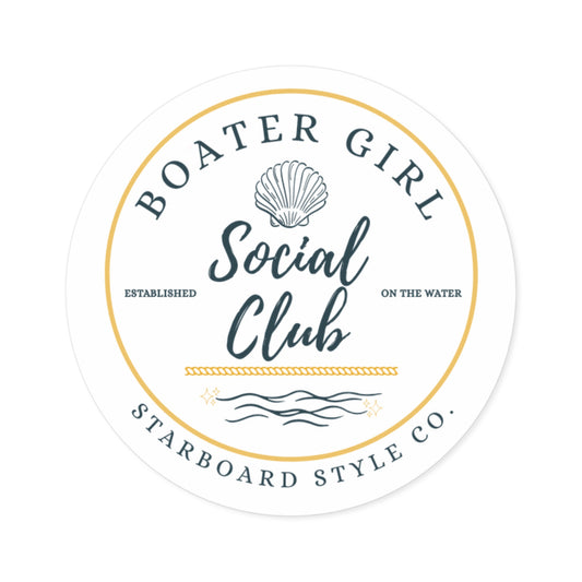 Boater Girl Social Club Round Sticker
