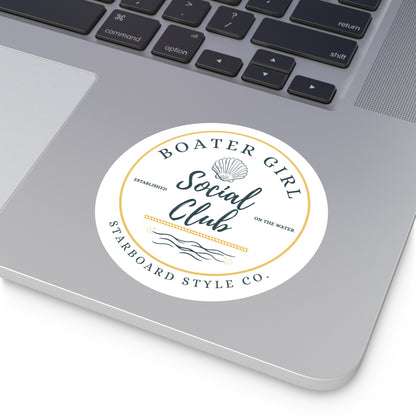 Boater Girl Social Club Round Sticker