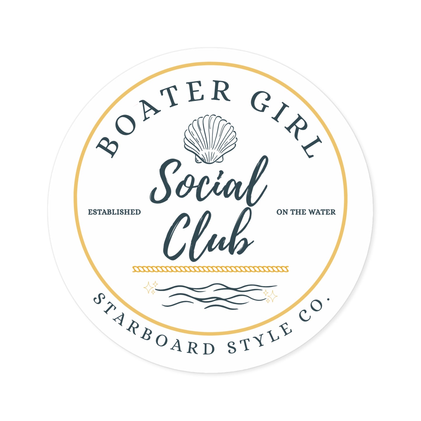 Boater Girl Social Club Round Sticker