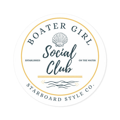 Boater Girl Social Club Round Sticker