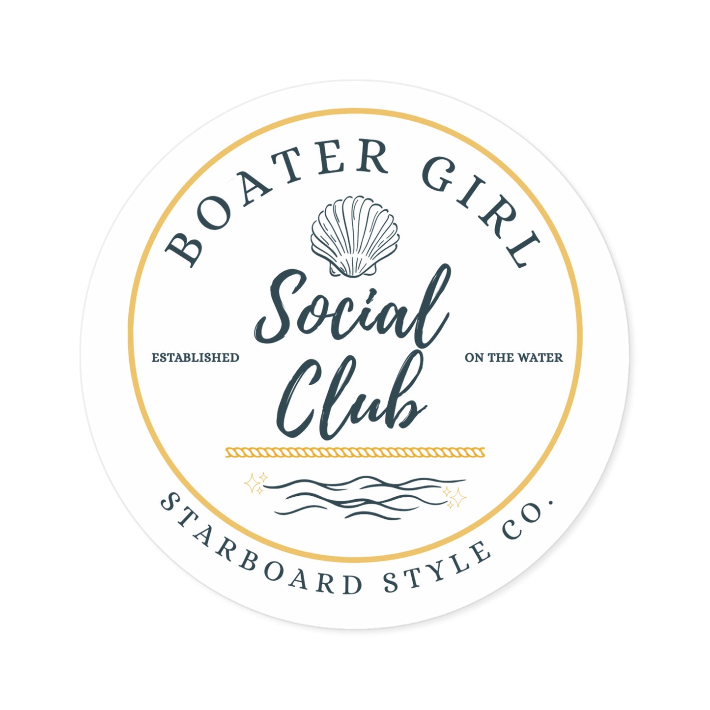 Boater Girl Social Club Round Sticker