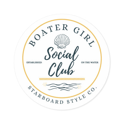 Boater Girl Social Club Round Sticker