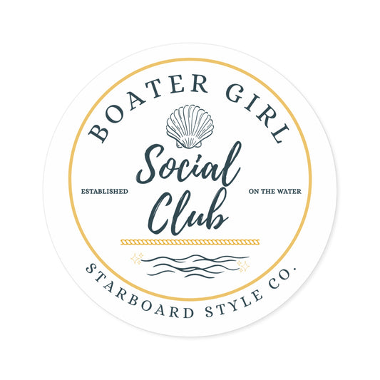 Boater Girl Social Club Round Sticker